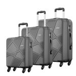 Safari Polypropylene (Pp) Pentagon Hardside Small,Medium & Large Size Spinner 4 Wheels Cabin & Check-in Luggage Set of 3 Suitcase Trolley Bags for Travel-Dark Grey Color,55Cm,66Cm&75Cm,H-54 Cm