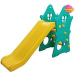 Webby Foldable Hut Shaped Slide Toy for Kids at Home, School & Garden with Basket Ball Ring Multicolour