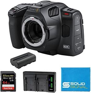 Blackmagic Design Pocket Cinema Camera 6K Pro Bundle – Includes SanDisk Extreme Pro 64GB SDXC Card, Additional NP-F570 Battery, Dual Battery Charger, and SolidSignal Microfiber Cloth