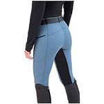 Sanahy Women's Riding Pants Equestrian Breeches Horse Riding Tights Knee-Patch Horseback Belt Loops Pockets Yoga Leggings Tights(Blue,XXL)