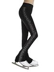 Hansber Ice Skating Pants for Girls Figure Skating Pants Gymnastic Workout Yoga Training Legging Dancing Costume Black 11-12 Years