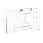 MOES ZigBee Smart Wall Light Switch No Neutral Wire Required, No Capacitor Needed, Smart Life Tuya Remote Control, Works with Alexa, Google Home, Tuya ZigBee Hub Required, 2 Gang, White