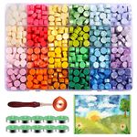 Comealltime 630Pcs Sealing Wax Beads, Spring Garden Theme Wax Seal Kit for Wax Seal Stamp with 1Pcs Wax Melting Spoon, 10Pcs Tea Light Candles and Gift Box, 24 Colors Wax Seal Beads