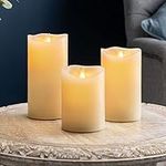 Christow Flameless LED Candles Battery Operated Real Wax Flickering Flame Set of 3