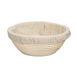 MEETOZ 8.6 inch Round Banneton Brotform Bread Dough Proofing Rising Rattan Handmade Basket with Linen Liner Cloth - 22 x 8cm