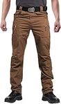 Susclude Mens Tactical Military Pants Ripstop Mens Cargo Pants Cotton Lightweight Outdoor Work Pants Hiking Shooting Pants Men with Pockets Brown 36Wx30L