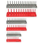 OEM Tools 22413 6-Piece Socket Tray Set, Metric & SAE Deep & Shallow Socket Organizers, Holds 80 SAE & 90 Metric Sockets, 1/4" Drive, 3/8" Drive, & 1/2" Drive, Red (SAE) & Gray (Metric)