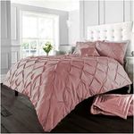 GC GAVENO CAVAILIA Super Soft Pintuck King Size Bedding With Pillowcases, Pinch Pleated Quilt Bedding Cover Set, Luxury Diamond Pintuck Bedding Set, Soft Pink