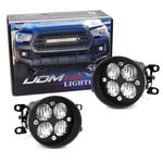 iJDMTOY Clear Lens 24W High Power LED Wide Angle SAE Flood Beam Fog Light Kit w/Built-On Mounting Brackets Compatible With Toyota Tacoma Tundra 4Runner, etc