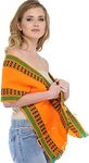 Exotic India Women's Cotton Scarf (SWE69_Vibrant Orange_Free Size)