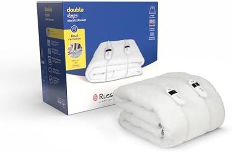 Russell Hobbs Electric Blanket, Sherpa Fleece Heated Double Fitted Underblanket, 6 Heat Settings & 10 Hour Auto Shut Off, Energy Efficient, Machine Washable, 2x Remote, 135 x 190 cm, 120W, RHBDB8004