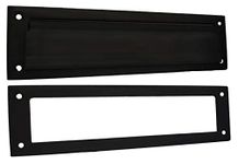 QCAA Solid Brass Mail Slot, with Solid Brass Interior Frame, 13" x 3.625", Matte Black, 1 Pack, Made in Taiwan