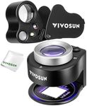 VIVOSUN 2-Pack Jewelry Loupe, 30X and 60X Foldable Magnifier UV/LED Lights, Desktop Loupe with LED & UV Lights for Jewelry, Gems, Watches, Coins, and Stamps, Black