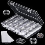 FORYNXHWIN 100Pcs Coin Holder Capsules Fit 5 Sizes 17/20/25/27/30mm, EVA Protect Gasket ,Transparent Round Coin Box Coin Container with Storage Organizer Box for Coin Collection Supplies