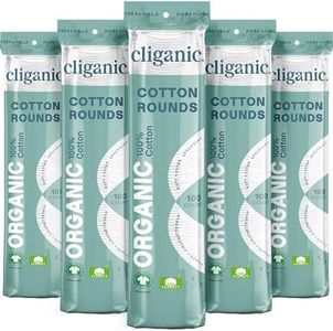 Cliganic Organic Cotton Rounds (500 Count) Makeup Remover Pads, Hypoallergenic, Lint-Free | 100% Pure Cotton (Packaging May Vary)