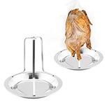 Graplan 2 Pieces Chicken Roaster Rack,Beer Can Vertical Roaster Chicken Holder with Drip Pan for Oven,Upright Duck Roaster,BBQ Tool