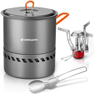 Odoland Multi-PCS Kit de Casseroles Camping, Ustensiles de Cuisine À Suspendre en Alliage d'Alu, Légère, Durable et Compact avec Tasse, Fourchette et cuillère pour Randonnée/Outdoor/Pique-Nique