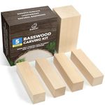 BeaverCraft BW1 Basswood Carving Blocks 5 pcs - Wood Blocks for Carving - Basswood for Wood Carving Wood - Wood Blocks for Whittling Wood