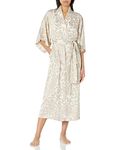 Natori Women's Luxe Leopard Robe Length 52" Pajama Top, Sand Taupe, Medium