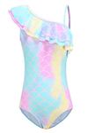 Moon Tree Big Girls Mermaid Swimsuits One Piece Bathing Suit Kids Hawaiian Swimwear Size 10/8-10