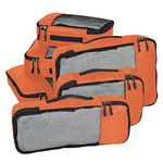 Fatmug Packing Cubes Travel Bag Organiser Set Of 6 (1 Large, 2 Medium, 2 Small And 1 Slim) -Orange - Polyester