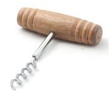 Sakoraware Wine Cork Screw Opener Steel with Wooden Handle, Pack of 1, Silver