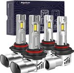 9005/HB3 9006/HB4 Bulbs Combo, 50000LM Ultra Brighter 6500K Cool White with 14000RPM Cooling Fan, Plug and Play, Fog Lights, Pack of 4…