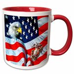 3dRose 768_5 Mug, 11oz, Red/White