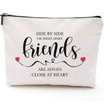 Side by Side or Miles Apart Friends Gifts - Best Friend Long Distance Friendship Gifts for Women - Funny Birthday, Christmas Wine Gifts for BFF, Bestie, Soul Sister, Girlfriends - Makeup Bag