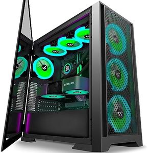 KEDIERS Boitier PC- pré-installé 7 Ventilateurs PWM ARGB, boitier de Jeu E-ATX Mid Tower avec Ouverture des Panneaux latéraux en Verre trempé, boitier d'ordinateur en Treillis,C710,Noir