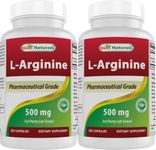 Best Naturals L-Arginine 500mg 250 Capsules (250 Count (Pack of 2))