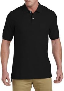 Harbor Bay by DXL Men's Big and Tall Pocket Piqué Polo Shirt Black 4XLT