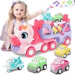 Toys for 1 2 3 Year Old Girl, 5-in-1 Unicorn Toys Carrier Truck Toy Cars with Light & Sound,Girl Toddler Toys Age 2-4, 1 2 3 Year Old Girl Birthday Gifts Kids Toys for Girls…