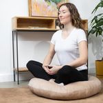 Cheer Collection Extra Large Floor Pillow, 32" Round Meditation Cushion, Oversized Yoga Pillow & Floor Cushions for Adults, Floor Pillows for Sitting, Meditation, and Seat Cushion - Taupe