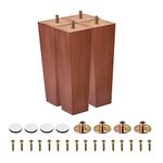 uxcell Furniture Legs, 7 Inch(180mm) Set of 4 Square Solid Wood Couch Legs Chair Table Feet Sofa Support Replacement Parts, with Accessories, Brown