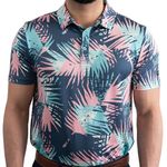 YATTA GOLF - Mens Golf Shirt Moisture Wicking Quick-Dry Short Sleeve - Standout Performance Casual Polo Shirts for Men, Pastel Jungle, Small