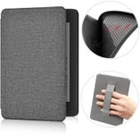 ERUNTO Case for 6.8-inch Kindle Paperwhite and Paperwhite Signature Edition, TPU Cover with Cloth Texture and Hand Belt on The Back, Magnetic Shell Cover with Smart Wake-up/Sleep Function(Gray)