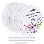 Stretchy String for Bracelets, Cridoz 5 Rolls Clear Elastic String Stretch Cord Jewelry Bead Bracelet String with 2 Pcs Beading Needles for Seed Beads, Pony Beads