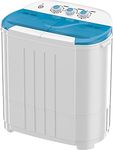 Auertech Portable Washing Machine, 14lbs Mini Twin Tub Washer Compact Laundry Machine with Built-in Gravity Drain Time Control, Semi-automatic 9lbs Washer 5lbs Spinner for Dorms, Apartments, RVs