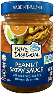 Blue Dragon Peanut Satay Sauce - 12oz Jar (Pack of 1) - Mild, Rich, Nutty and Ready-to-Use Cooking Sauce for Marinades, Dips, Stir-Fries and Noodle Bowls - Vegan and Gluten-Free, No Artificial Flavors