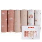GLLQUEN BABY Muslin Squares Cloth for Baby, 6pack 70cm x 70cm Cotton Burp Cloths for Newborn, Absorbent & Breathable and Ideal to Clean, Wipe & Cover Newborns