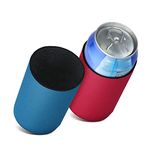 kwmobile Set of 2 Neoprene Can Coolers Compatible with 500ml Can - Keep Beer Soda Soft Drinks Cool - Red/Blue