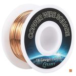 YEJJET 18 Gauge 99.9% Pure Square Copper Wire, Dead Soft Copper Wire for Jewelry Making 30 Ft