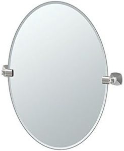 Gatco 4159 Jewel Frameless Oval Mirror, Satin Nickel, 26.5"H