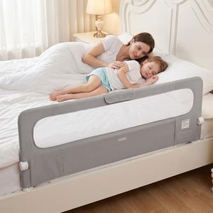 FUNEEK Bed Rail for Toddler, 71''L One-Button Swing Down Crib Rail, Bed Guard Rail for Bunk, Daybed, King, Twin, Full, Queen Size Beds, No Tool Easy Assembly