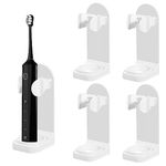 4 Pack Electric Toothbrush Holder, Self-Adhesive Toothbrush Stand Organizer Wall Mounted Universal Toothpaste Storage for Bathroom (White)