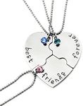 Best Friends Forever and Ever Necklace with Crystal Broken Heart Charm Pendant Set Friendship Necklace