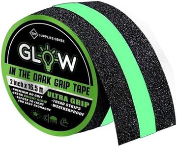 Anti-Slip Grip Tape Strips 2"x16.5ft, Non-Slip Traction Tape, Weatherproof Safety Adhesive Grip Treads with Glow in the Dark Strip, In/Outdoor Abrasive Tape for Stairs, Non-Skid Steps - Supplies Sens