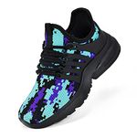 NYZNIA Boys Girls Shoes Tennis Running Lightweight Breathable Sneakers for Kids, D Camouflage Blue, 2 Little Kid