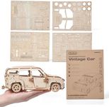 Prextex 3D Wooden Car Puzzle - Vintage Car Kit - 122 Precision Pieces Sturdy Wood - No Glue Needed for Assembly - Wooden Puzzles for Adults - Ideal for Hobbyists, Collectors, & Gifts - 12" Lx9 W